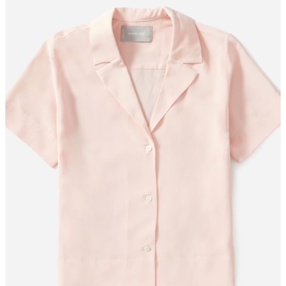 SOLD Everlane silk notch  shirt 0 pale pink